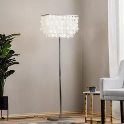 Gulvlampe Makani, krom, med muslingedekor