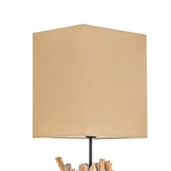 Gulvlampe Marica med stofskærm og træelement