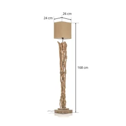 Gulvlampe Marica med stofskærm og træelement