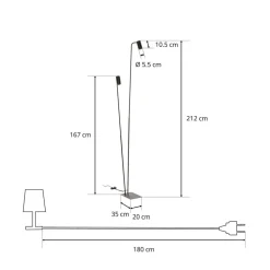 Gulvlampe Mono II, 2 lyskilder, sort/guld