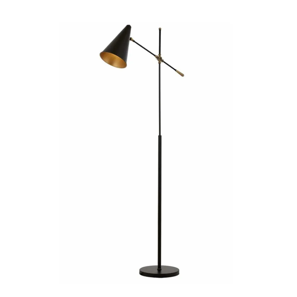 Gulvlampe Nelu, sort, højde 185 cm, metal, justerbar
