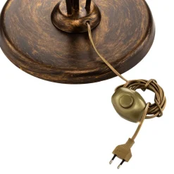 Gulvlampe Quercia, stofskærm og egeblade