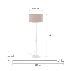 Gulvlampe Roller, hvid/guld, højde 145 cm
