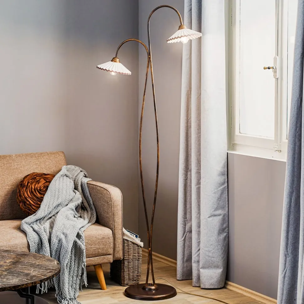 Gulvlampe Rosina med to keramiske skærme