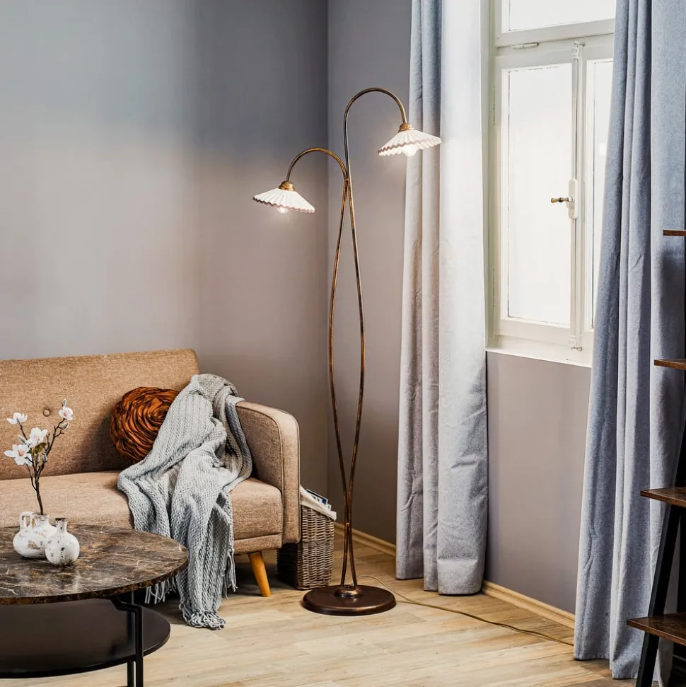Gulvlampe Rosina med to keramiske skærme