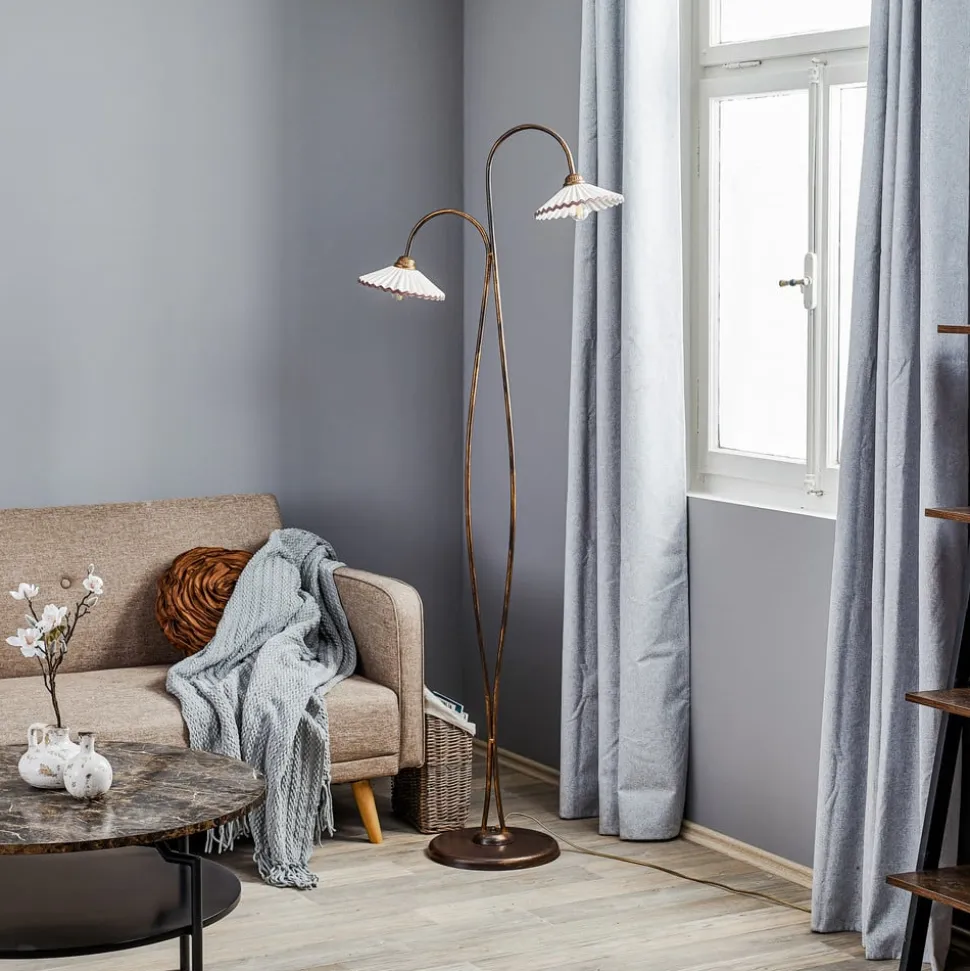 Gulvlampe Rosina med to keramiske skærme