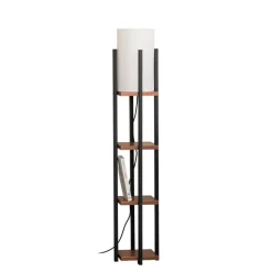 Gulvlampe Shelf, sort/kobber, stof, højde 130 cm, E27