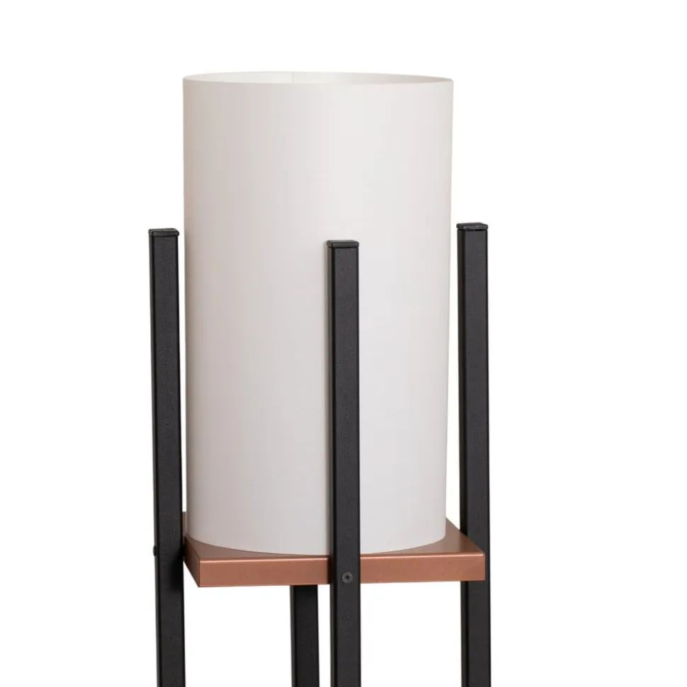 Gulvlampe Shelf, sort/kobber, stof, højde 130 cm, E27