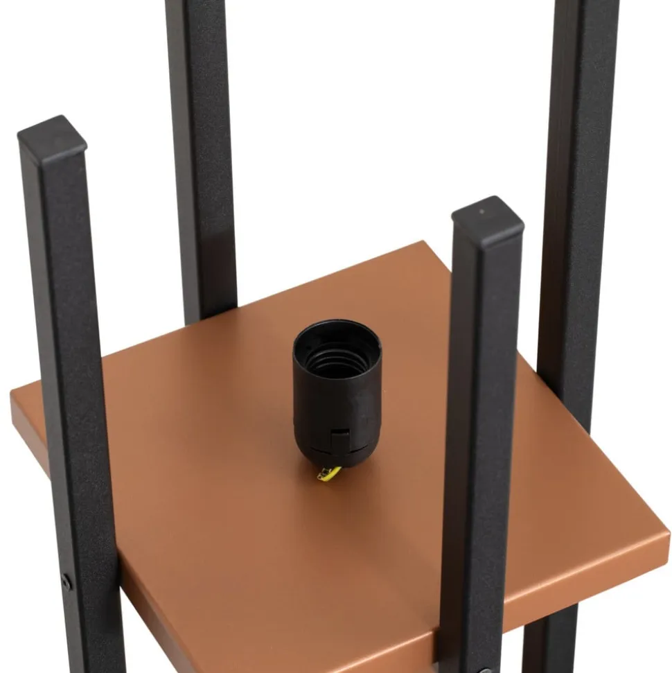 Gulvlampe Shelf, sort/kobber, stof, højde 130 cm, E27