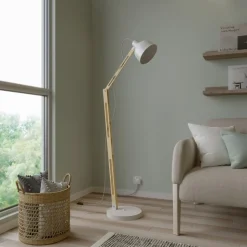 Gulvlampe Skansen, justerbar, hvid