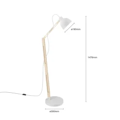 Gulvlampe Skansen, justerbar, hvid