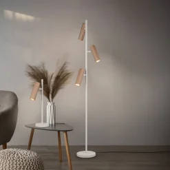 Gulvlampe Soka, brun/grå, højde 150 cm, metal, 3 lyskilder.