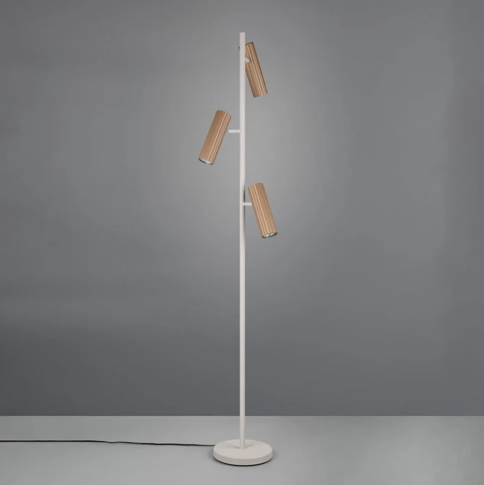 Gulvlampe Soka, brun/grå, højde 150 cm, metal, 3 lyskilder.