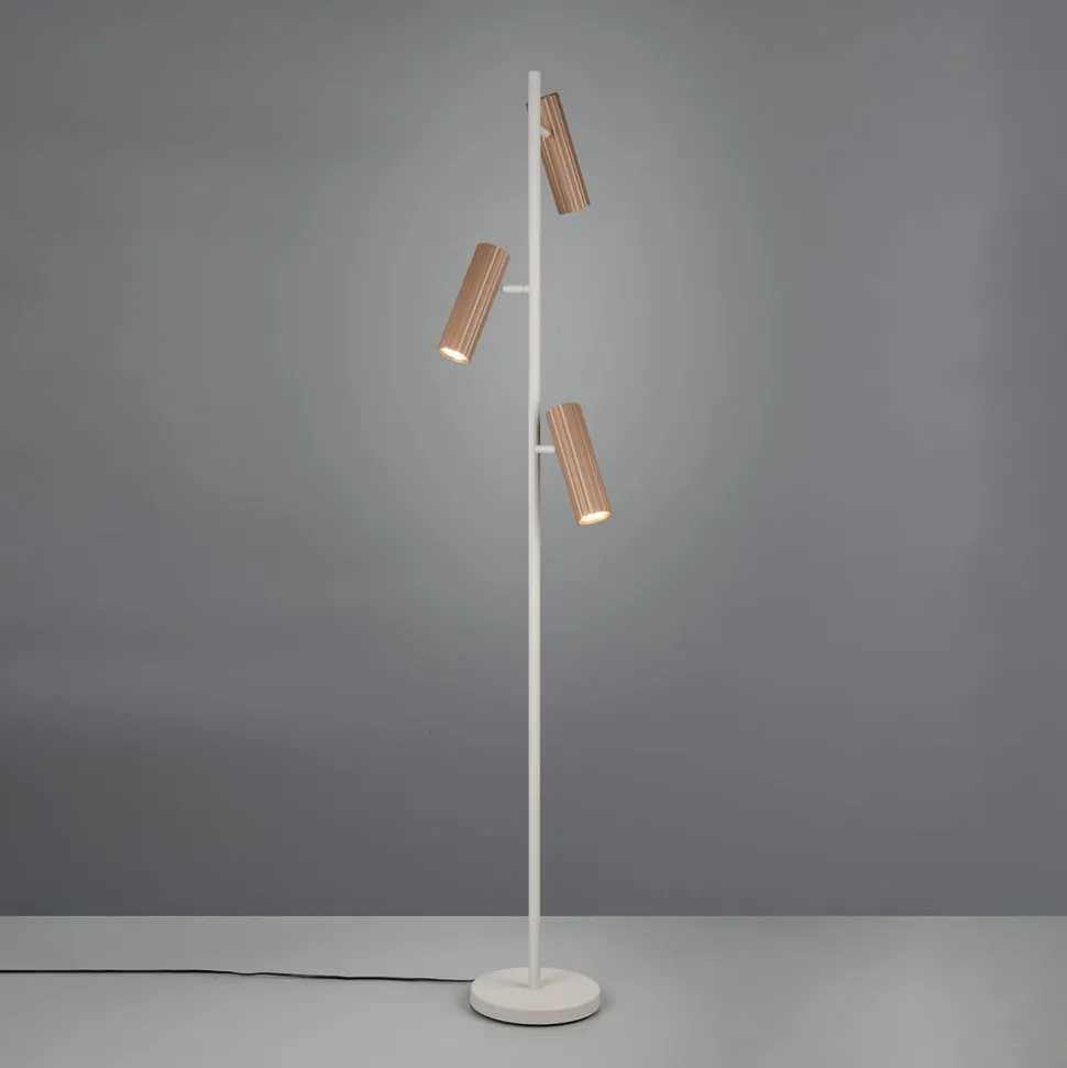 Gulvlampe Soka, brun/grå, højde 150 cm, metal, 3 lyskilder.