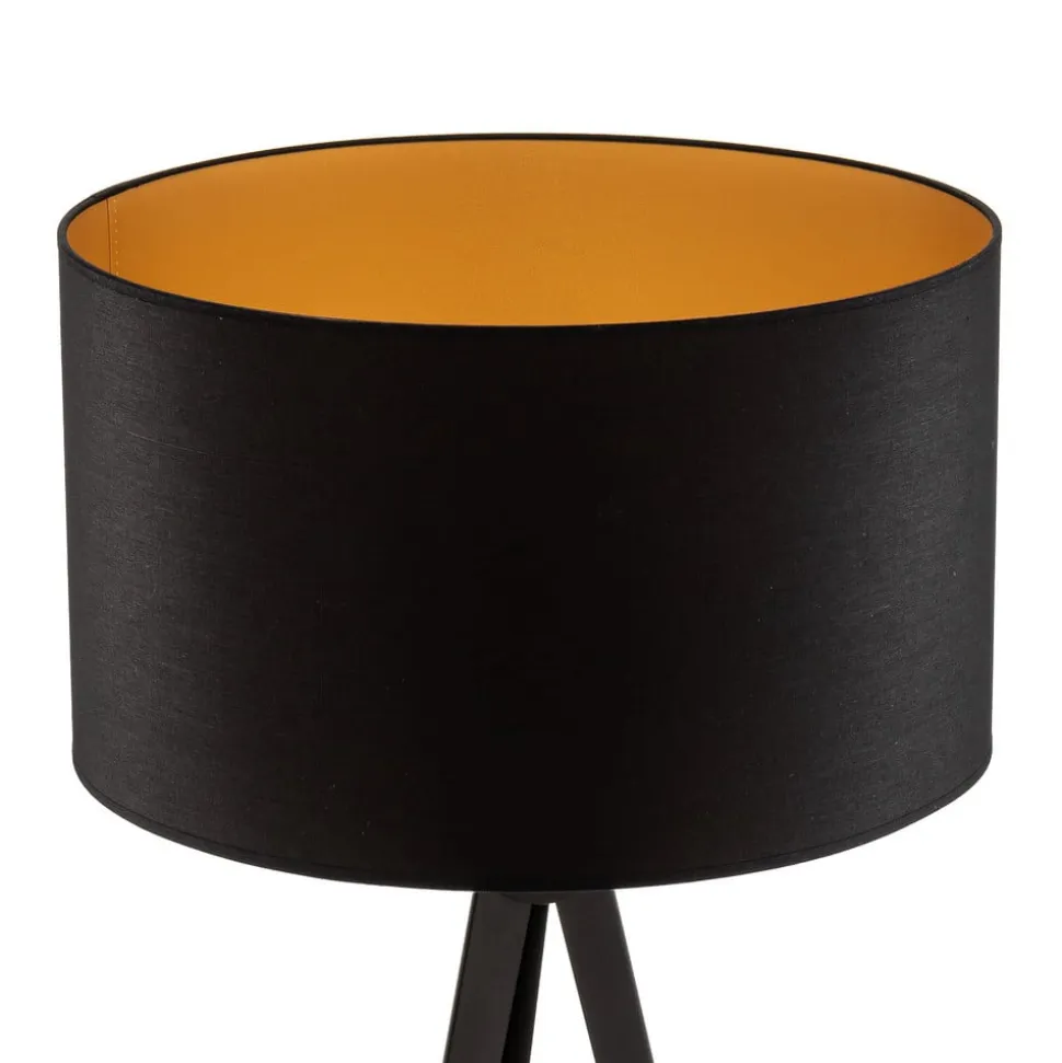 Gulvlampe Tago, treben, skærm sort/guld