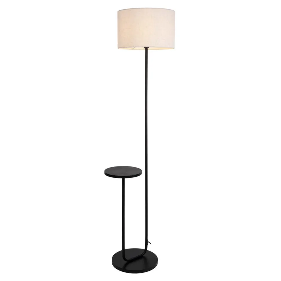 Gulvlampe Tordis, sort/hvid, tekstil, højde 157 cm Hylde