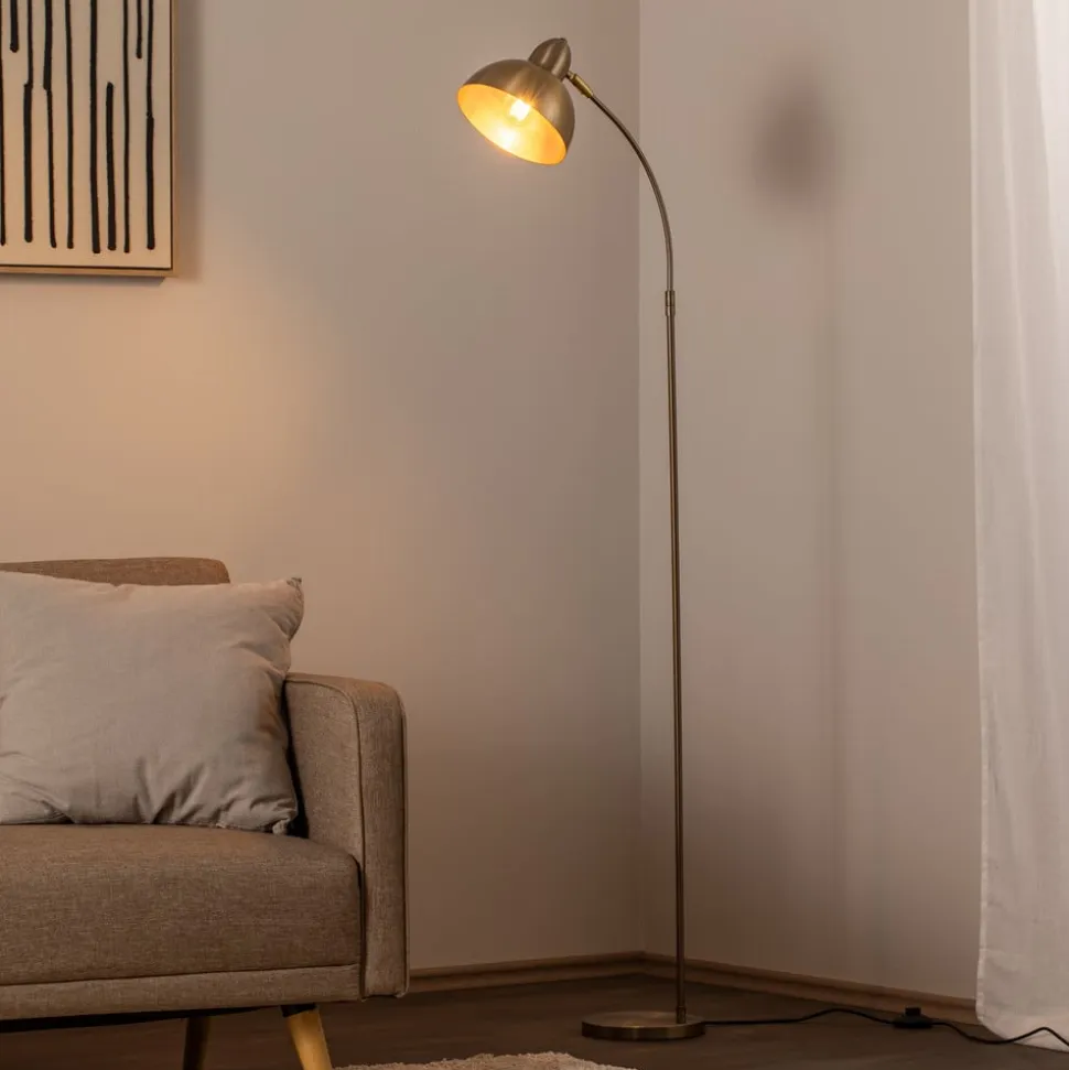 Gulvlampe Varzan, guld, metal, højde 162 cm, E27