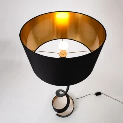 Gulvlampe Vortice, sort/guld, højde 157 cm, jern