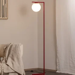 Gulvlampe Zac, opal/vinrød, 1 lyskilde