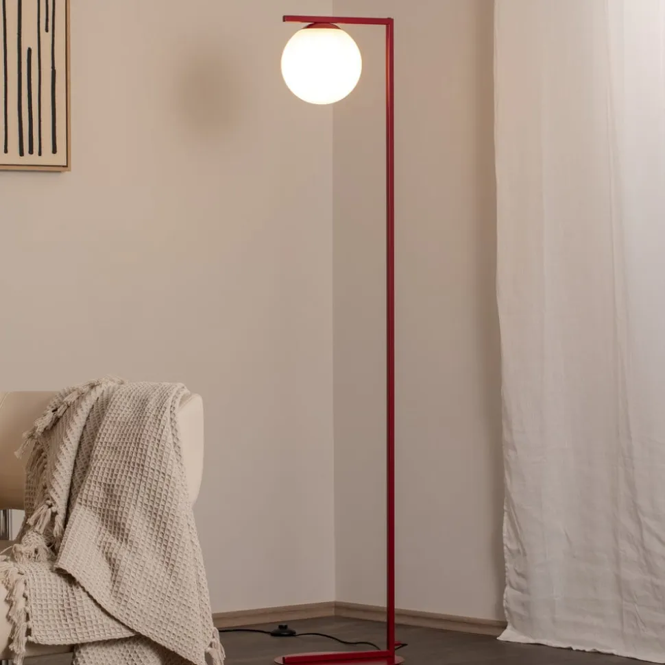 Gulvlampe Zac, opal/vinrød, 1 lyskilde