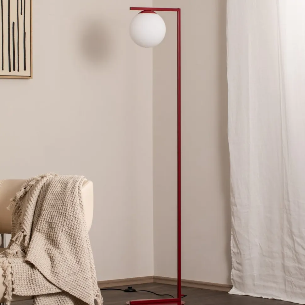 Gulvlampe Zac, opal/vinrød, 1 lyskilde