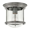 Hadrian Mini udendørs loftslampe, antik nikkel/klar