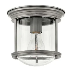 Hadrian Mini udendørs loftslampe, antik nikkel/klar