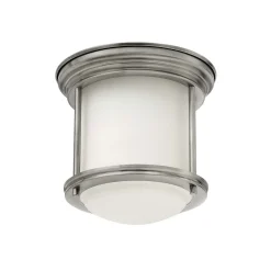 Hadrian Mini udendørs loftslampe, antik nikkel/opalhvid