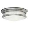 Hadrian udendørs loftslampe, antik nikkel/opalhvid