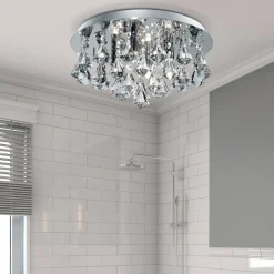 Hanna loftlampe, rund, IP44, 38 cm, krom pyramide