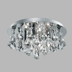 Hanna loftlampe, rund, IP44, 38 cm, krom pyramide