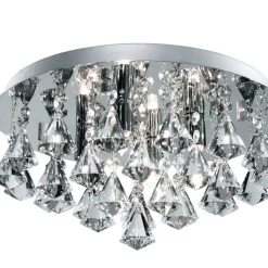 Hanna loftlampe, rund, IP44, 38 cm, krom pyramide