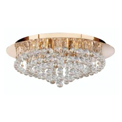 Hanna loftslampe, guld, krystalkugler, Ø 55 cm