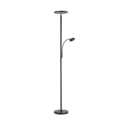 Hans LED-gulvlampe med læselampe, rund, sort