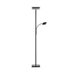 Hans LED-gulvlampe med læselampe, kantet, sort