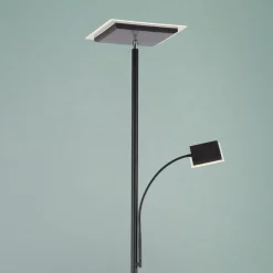 Hans LED-gulvlampe med læselampe, kantet, sort