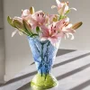 Hübsch Abyss-vase, blå, glas, højde 29 cm, Ø 20 cm