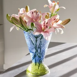 Hübsch Abyss-vase, blå, glas, højde 29 cm, Ø 20 cm