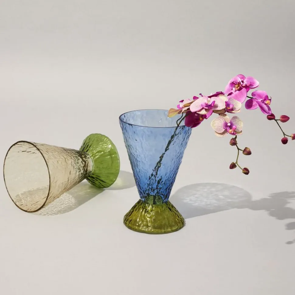 Hübsch Abyss-vase, blå, glas, højde 29 cm, Ø 20 cm