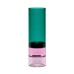 Hübsch Astro fyrfadsstage, grøn/pink, krystalglas, 15 cm