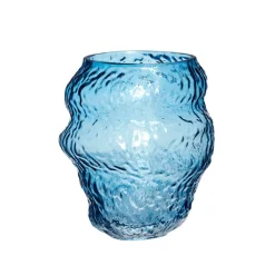 Hübsch Aurora-vase, glas, blå, højde 18 cm