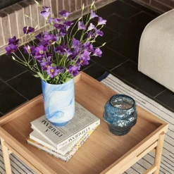 Hübsch Aurora-vase, glas, blå, højde 18 cm