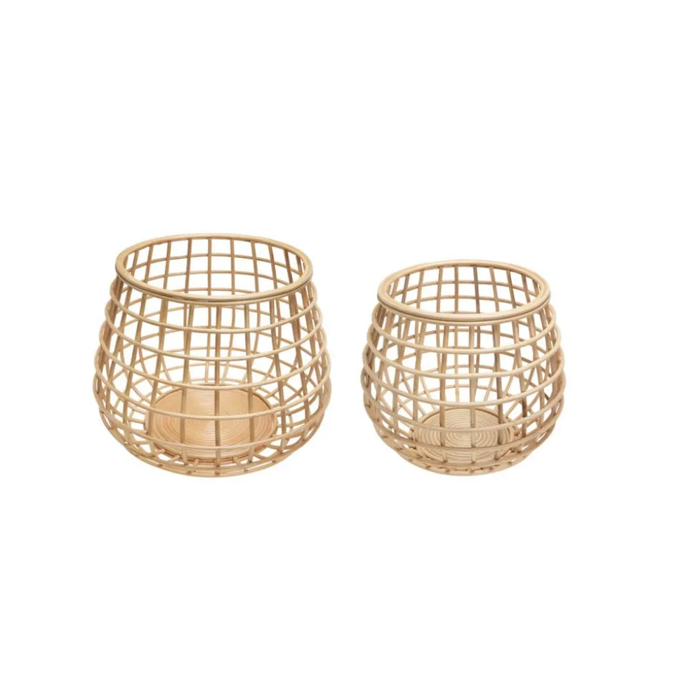 Hübsch Energikurve, sæt med 2, rattan, Ø 45 & 60 cm