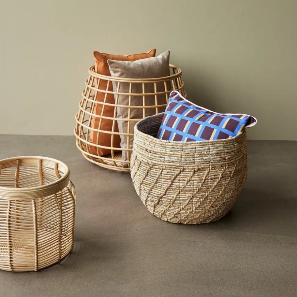 Hübsch Energikurve, sæt med 2, rattan, Ø 45 & 60 cm