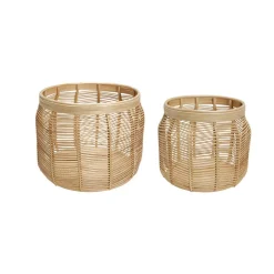 Hübsch Luna kurve, sæt med 2, rattan, naturfarvet, Ø 34 & 44cm
