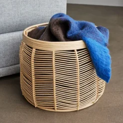 Hübsch Luna kurve, sæt med 2, rattan, naturfarvet, Ø 34 & 44cm