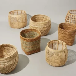 Hübsch Luna kurve, sæt med 2, rattan, naturfarvet, Ø 34 & 44cm