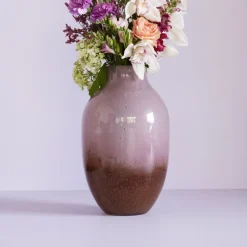 Hübsch Posy-vase, glas, rødbrun/olivenrosa, højde 37 cm