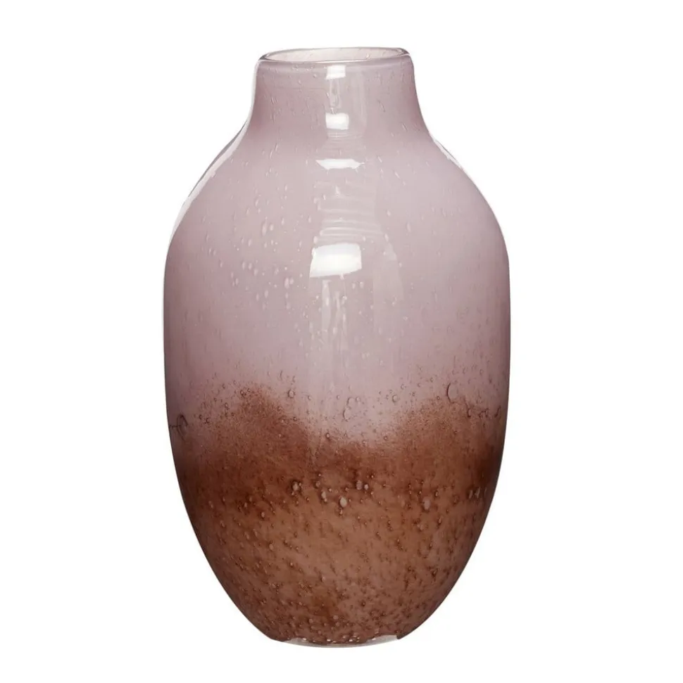 Hübsch Posy-vase, glas, rødbrun/olivenrosa, højde 37 cm