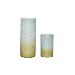 Hübsch Shimmer-vase, sæt med 2, glas, blå/brun
